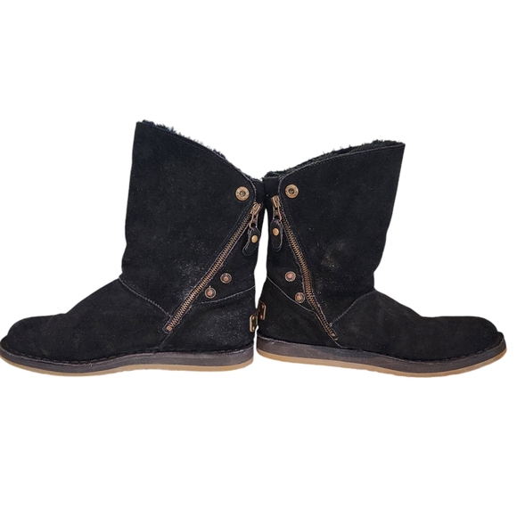 RJ's fuzzies Trixie Sheepskin and leather suede upper zip bootie size 8 - Picture 4 of 9